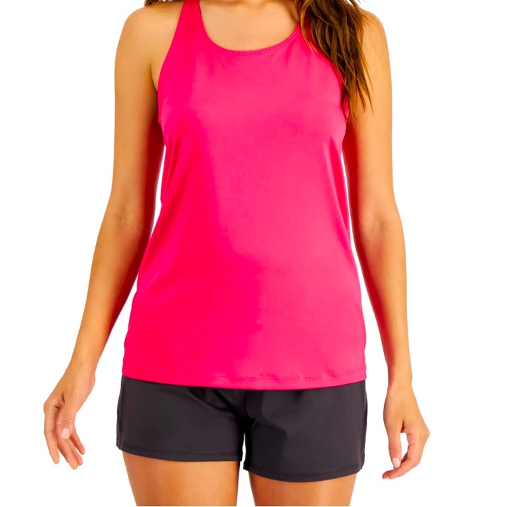 Ideology Women's Textured Racerback Tank Top in Fiery Pink